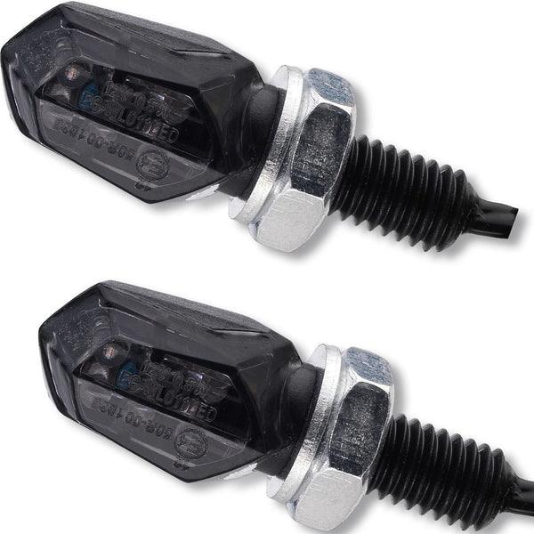 LED Motorrad Mini Blinker Tiny schwarz getönt - universal hinten - e-geprüft