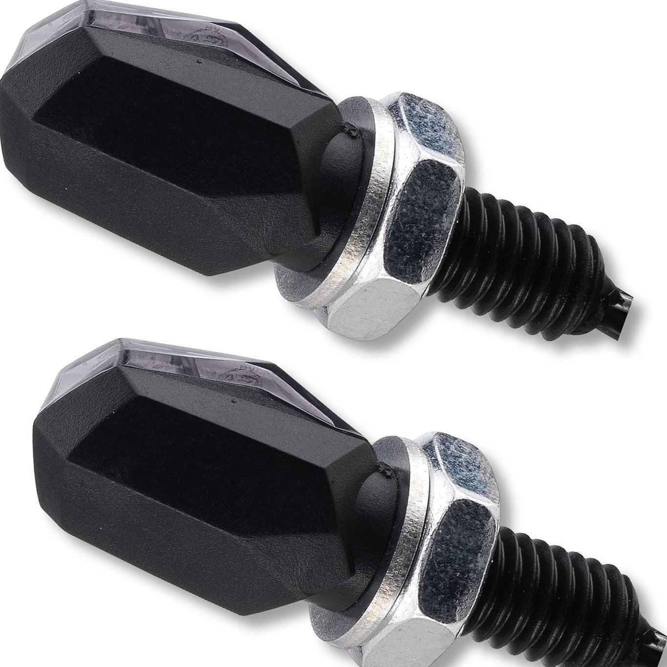 Germany Motorsports LED Motorrad Mini Blinker Wizzard Schwarz kurz  universal 12V e-geprüft vorn hinten (Getöntes Glas, 2 Paar)