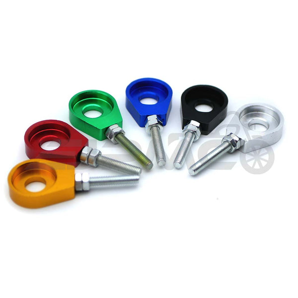 Eloxierter CNC Kettenspanner, Paar/2-teilig, passend für Simson mit 12mm Steckachse, Aluminium