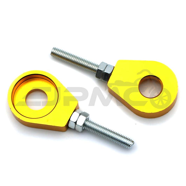 Eloxierter CNC Kettenspanner, Paar/2-teilig, passend für Simson mit 12mm Steckachse, Aluminium