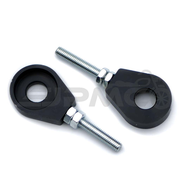 Eloxierter CNC Kettenspanner, Paar/2-teilig, passend für Simson mit 12mm Steckachse, Aluminium