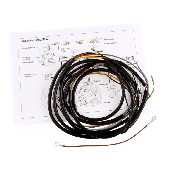 Kabelbaumset Spatz SR4-1 (schwarz) mit Schaltplan