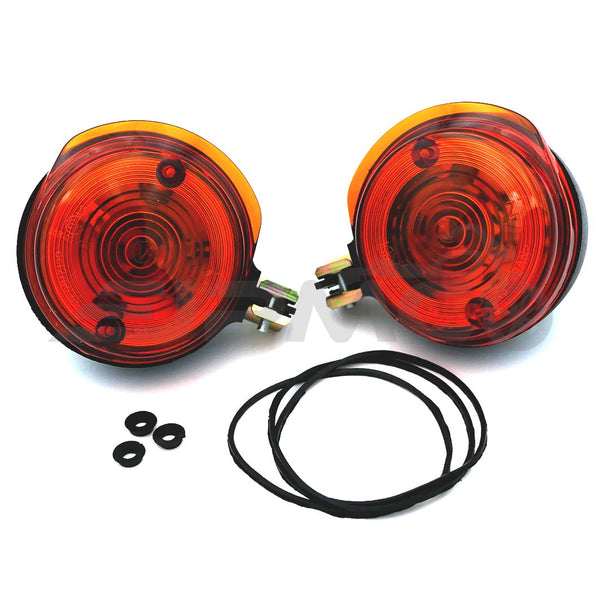 Set: 2 Blinker vorn, rund in Schwarz mit orangenem Glas - Simson S50, S51, S70, SR50, SR80, MZ ETZ, TS