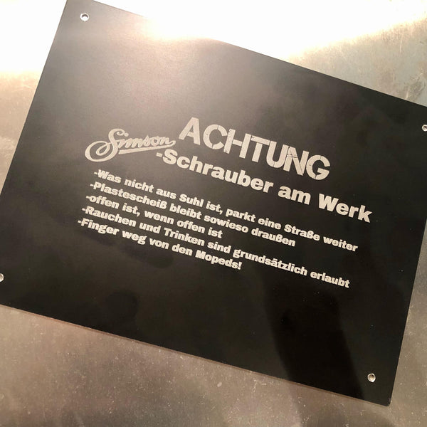 Werkstattschild - ACHTUNG Schrauber am Werk